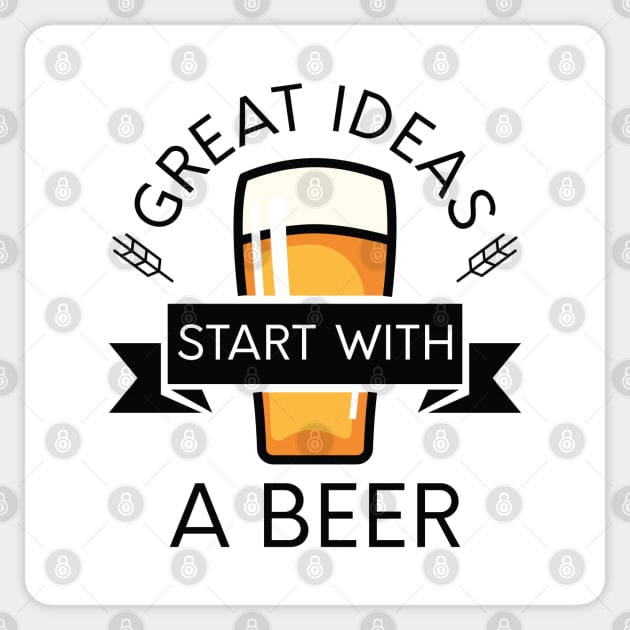 Great Ideas Start With A Beer Sticker by LuckyFoxDesigns